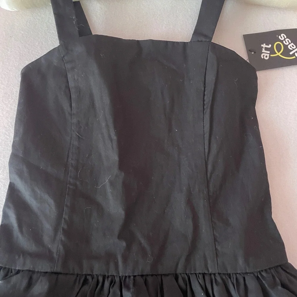 Art Class Girls Black Cotton Bubble Hem Dress Smocked Back S 6/7‎ NWT